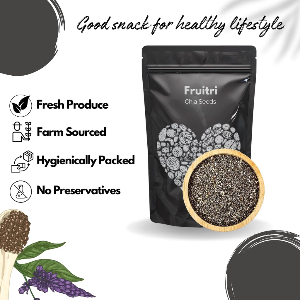 Fruitri Premium Chia Seeds for Eating, fiber rich, Raw chia seeds, Healthy Snacks