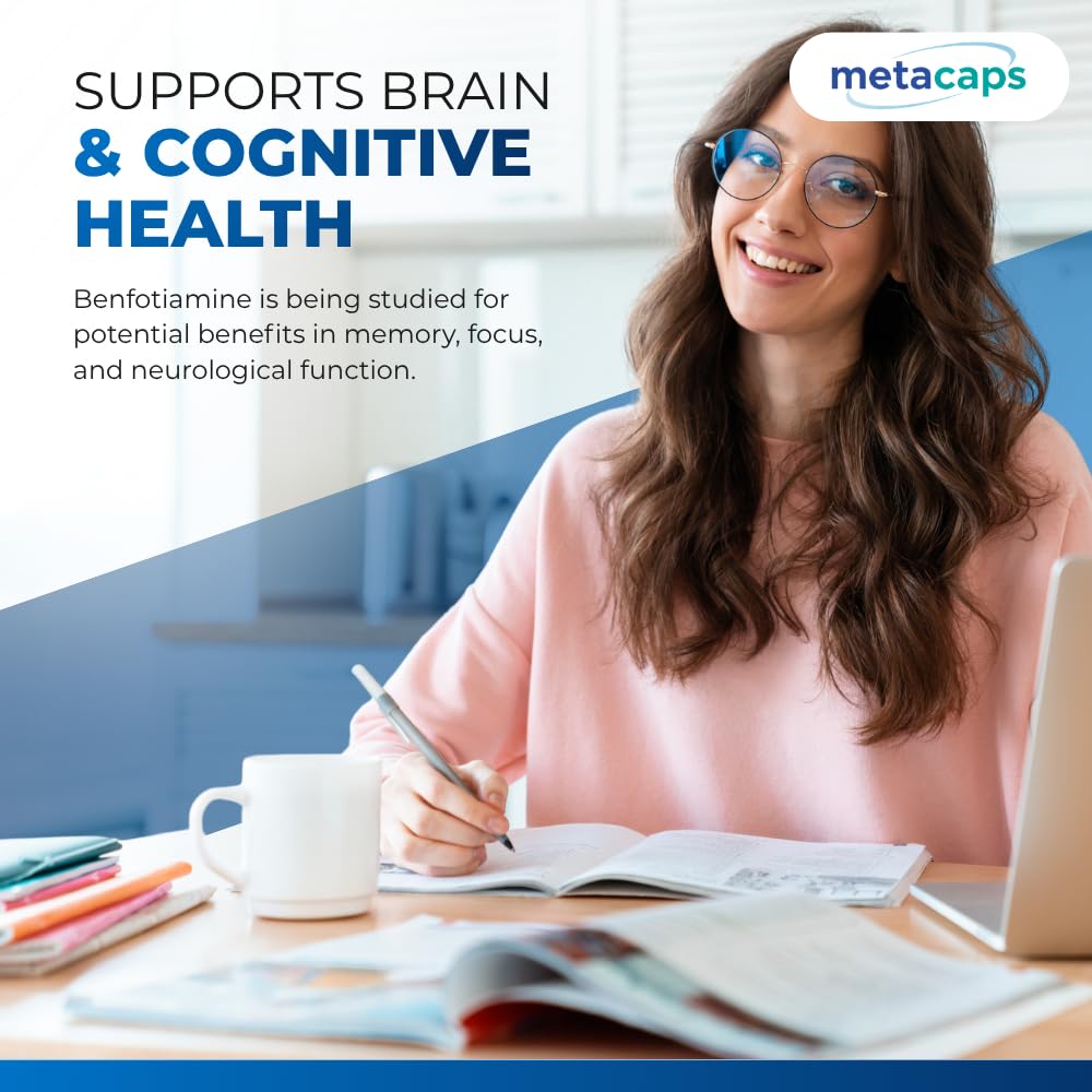 MetaCaps Benfotiamine 300mg Supplement – 90 Veg Capsules | High Absorption Fat-Soluble Vitamin B1 | Supports Nerve Health, Sugar Metabolism & Cellular Energy | Non-GMO & Vegan Friendly