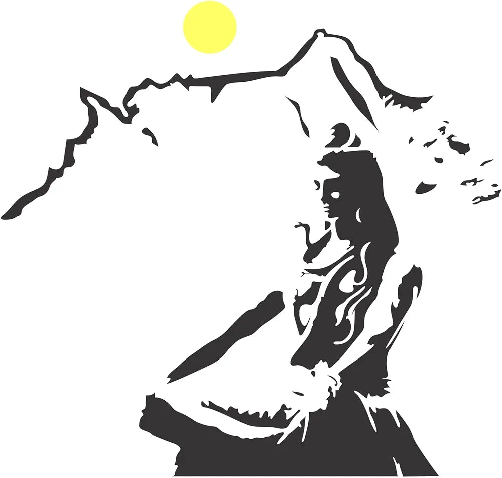 Decals Design Lord Shiva Meditating on Kailash Mountain Wall Sticker