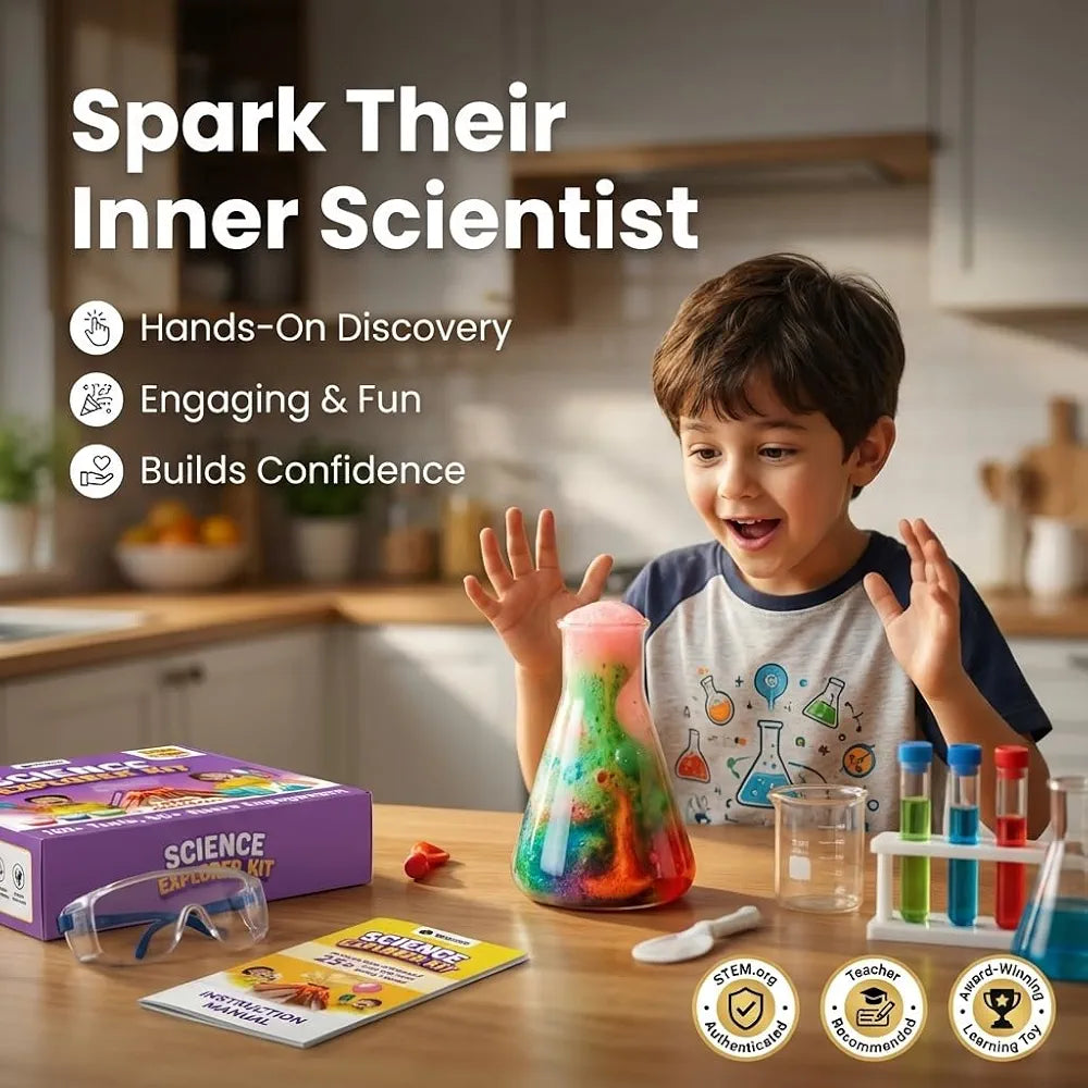 PW Science Explorer Kit for Kids 8+, 150+ STEM Experiments with Step-by-Step Manual, DIY Science Projects Educational Learning Toy