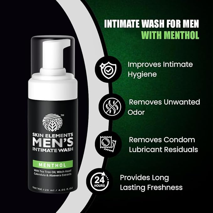 Skin Elements Intimate Wash for Men with Menthol pH Balanced Foaming - 120 ml
