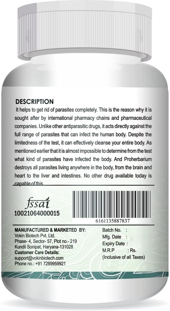 Vokin Biotech Pro Herbarium Protects Liver, Heart, Lungs, Stomach & Skin from Parasites (60 Capsules)