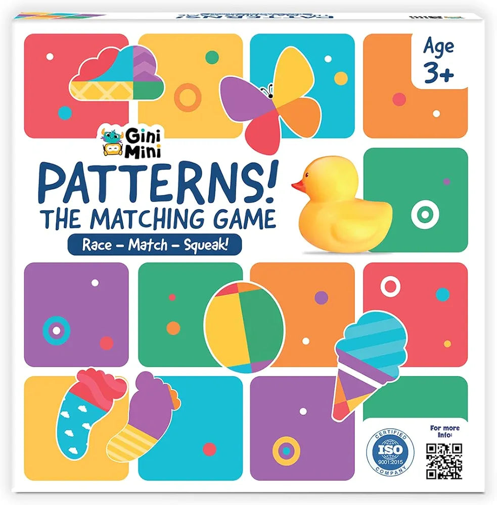 GiniMini Pattern The Matching Activity Set for Kids 3 4 5 Fast-Paced Shape Spotting Game with Buzzer Fun Preschool Educational Toy for Focus, Attention & Visual Recognition Party Game Gift
