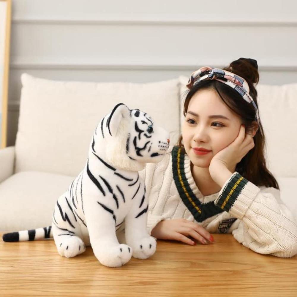 Tickles Siberian White Tiger Soft Stuffed Plush Animal Toy for Kids Color White 25 cm