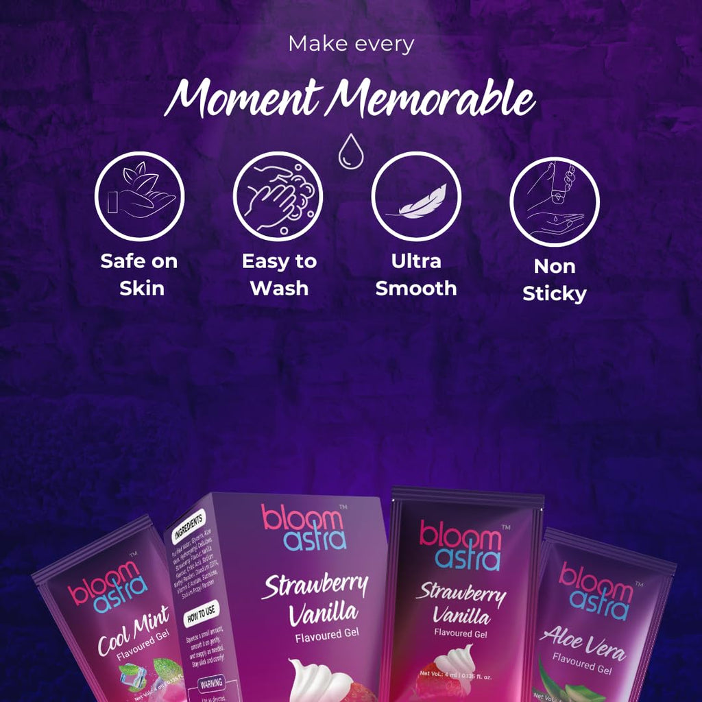 Bloomastra Massage Gel for Thrilling Vibe | Cooling & Warming Gel for Men & Women (Cool Mint, Pack of 9)