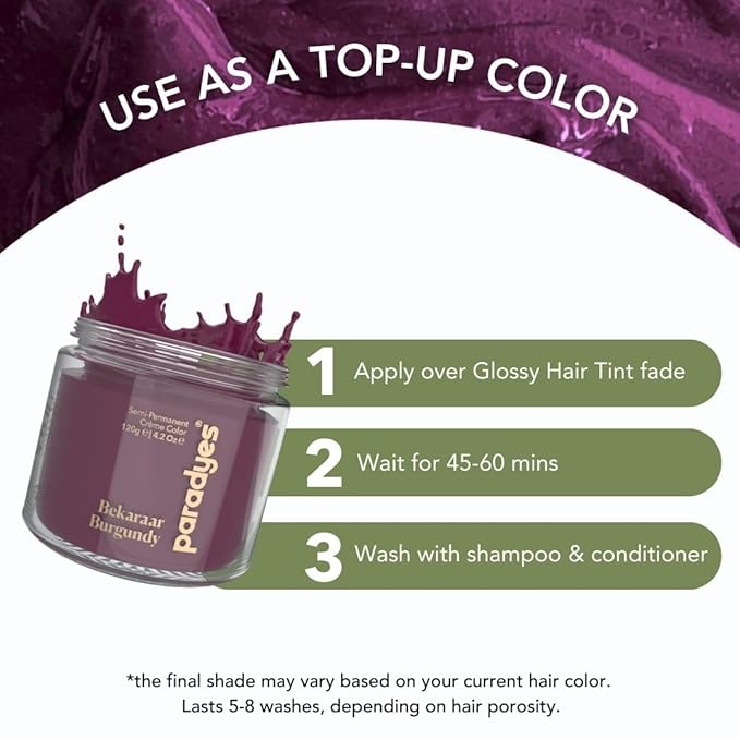 Paradyes Top-up Semi-permanent Bekaraar Burgundy Diy Conditioner Based Hair Colour - 120 Gms