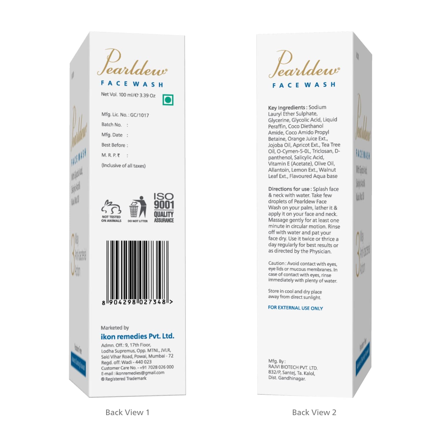 Pearldew 3 Way Antibacterial Face Wash - 100 Ml | Pack of 2