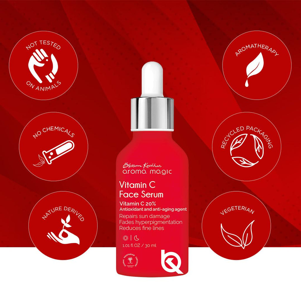 Aroma Magic 20% Vitamin C Face Serum | Anti-aging Agent, Orange Extract for Dark Spots, Pigmentation & Glowing Face - 30 ml | Pack of 1