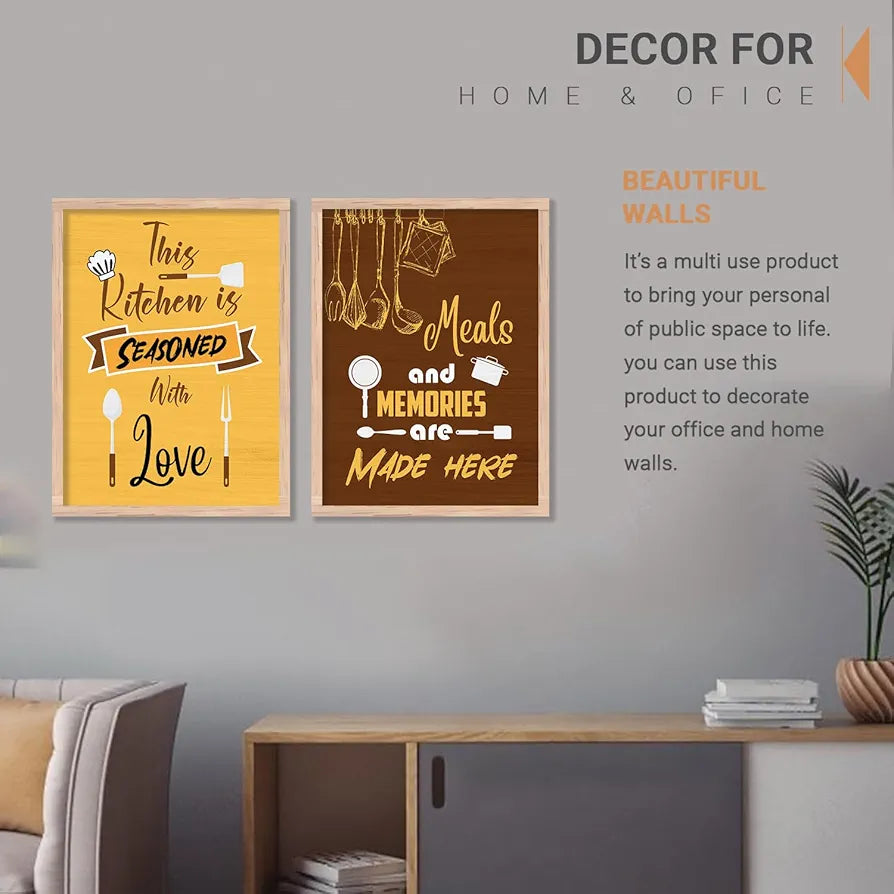 Kotart Kitchen Quotes Painting with Frame for Home Decoration Pack of 2 Design08