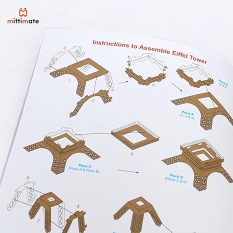 Mittimate Eiffel Tower Model Construction Book for Kids Age 8 to 12 Year Old Diy Craft Book for Children