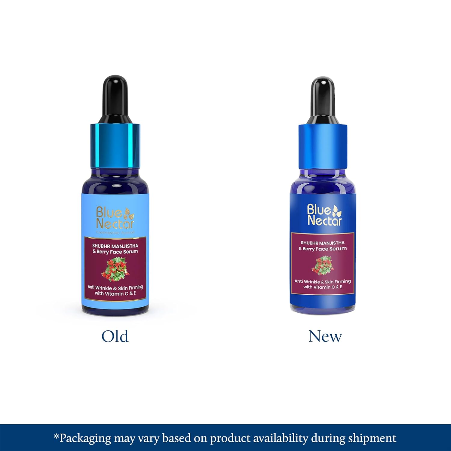 Blue Nectar Manjistha & Beauty Berry Face Serum | Anti-Wrinkles & Skin Firming with Vitamin C & E | Face Serum for Women & Men Glowing Skin (13 Herbs, 30 ml)