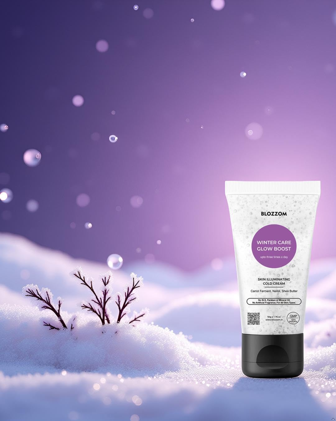 Blozzom Moisturizing Cold Cream for Glow Boost 50g â€“ With Shea Butter & Neroli, Brightens Skin, Removes Blemishes, Non-Greasy, Quick Absorbing Suitable for All Skin Types