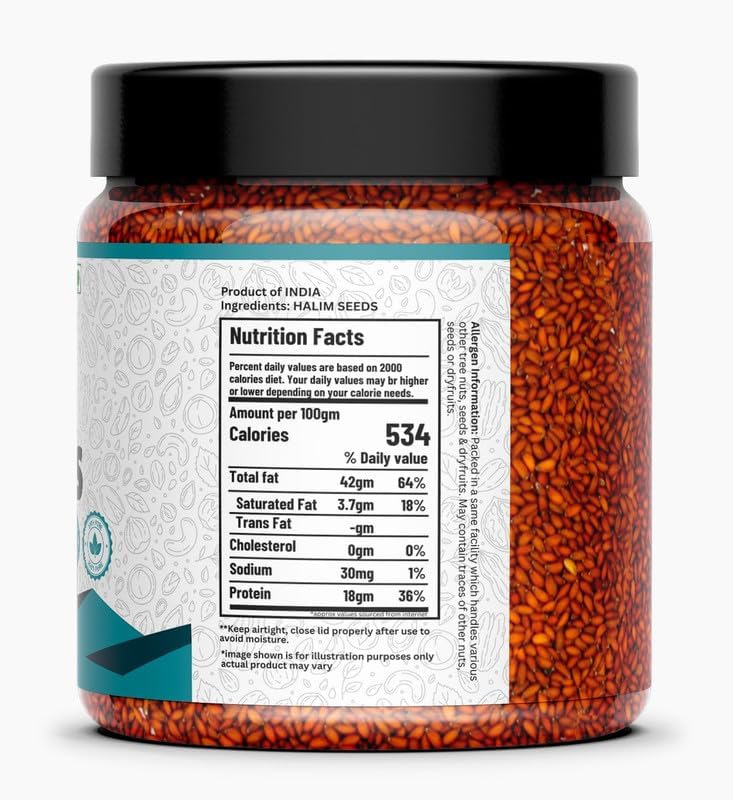 ORGANICPACIFIC Halim Seeds, Aliv Seeds, Seeds for Eating, Asaliya Seed Garden Cress Seed, Iron Rich Superfood for Immunity & Hair Growth