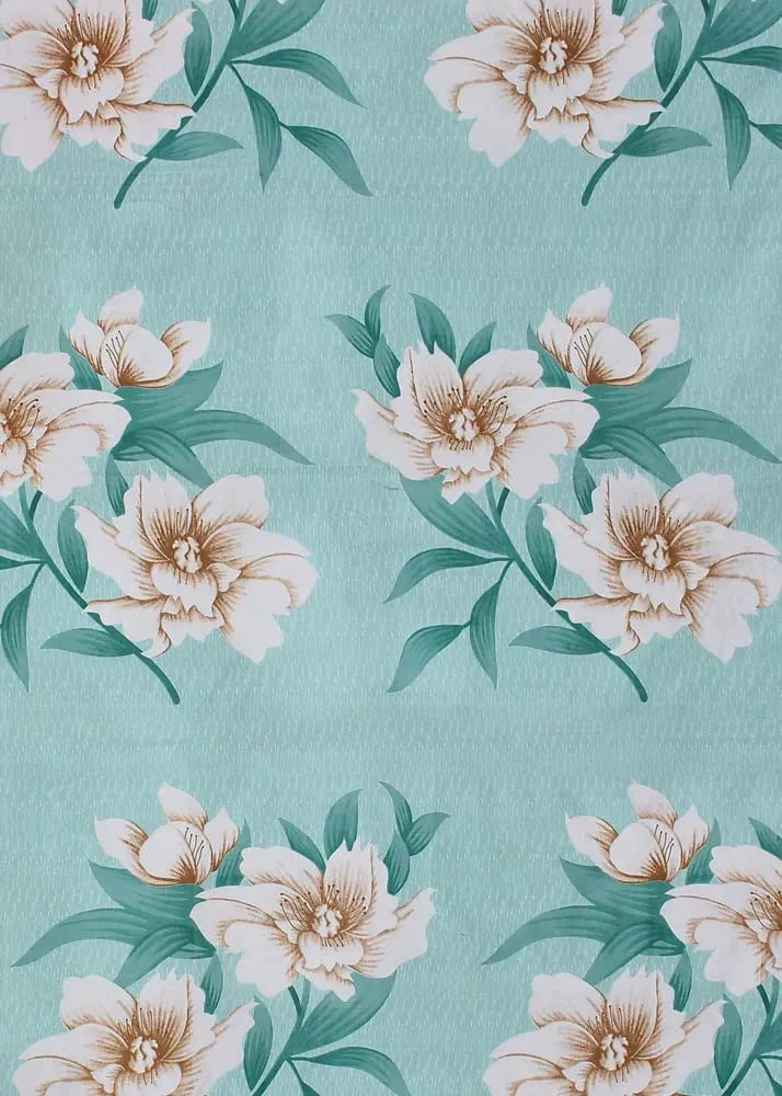 Homekart Premium Cotton Elastic Fitted Bedsheets with 2 King Size Pillow Covers Double Bed Flower Print Light Green 200 tc - 220 tc