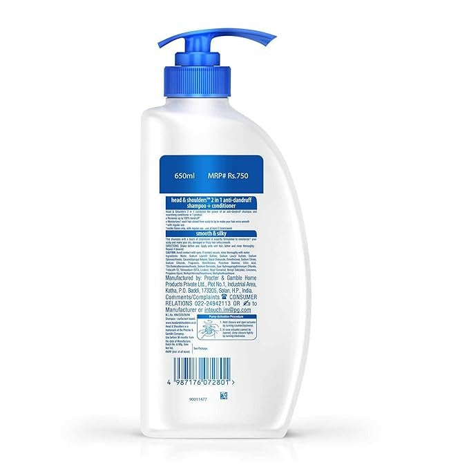 Head & Shoulders 2-in-1 Smooth and Silky Anti Dandruff Shampoo + Conditioner - 650 ml