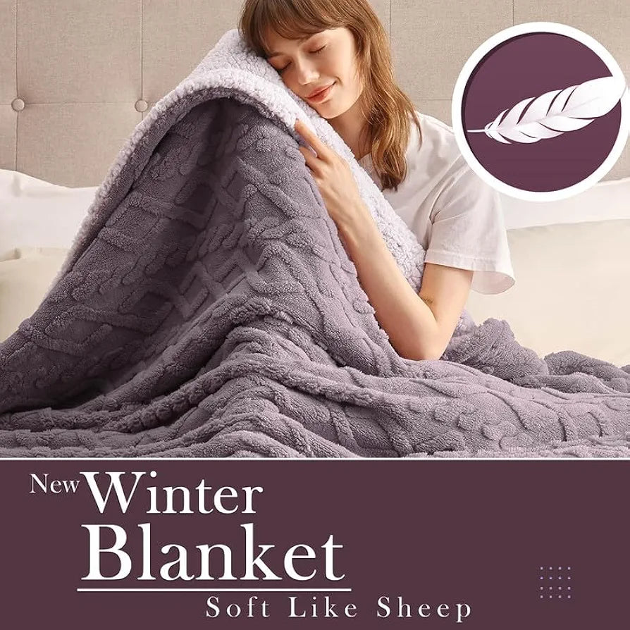 Homekart Flannel with Sherpa Luxurious Super Soft Fluffy Cozy Single Bed Blanket for Winter 500GSM Blanket Quilt Rajaai Color Levender