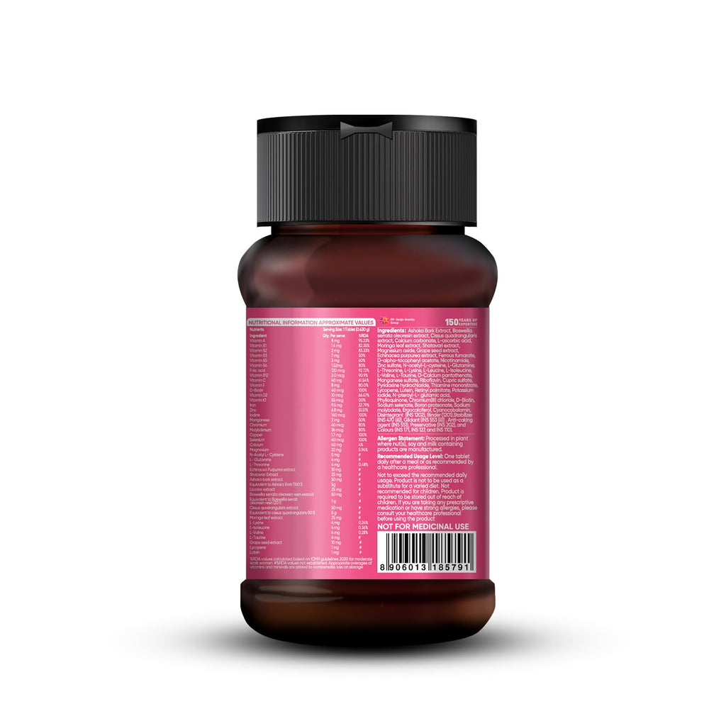 Dr. Vaidyaâ€™s Multivitamin for Women | Natural Multivitamin Enriched with Ayurvedic Herbs like Shatavari | Goodness of Calcium and Vitamin D3 tablets, Magnesium supplement, Vitamin B12 supplements & Herbal Extracts | (60 tablets) Pack of 1