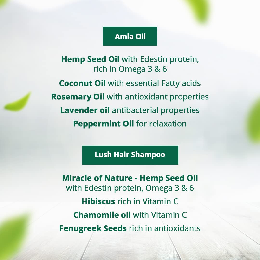 Hampa Hemp Amla Hair Oil and Lush Hair Shampoo Combo