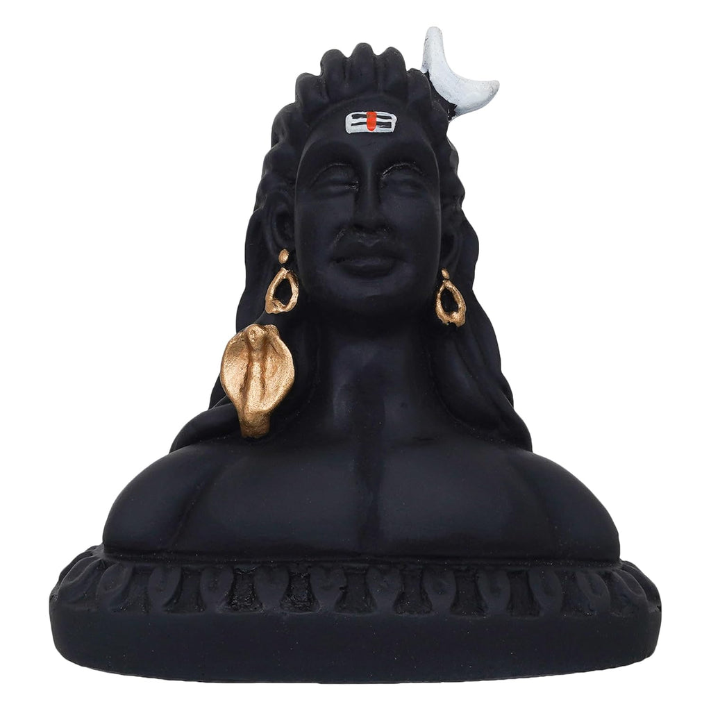 Ecraftindia Black Resin Adiyogi Shiva Statue for Car Dashboard | Lord Shiva Idol for Home | Shiv Murti | Adiyogi Mahadev Statue