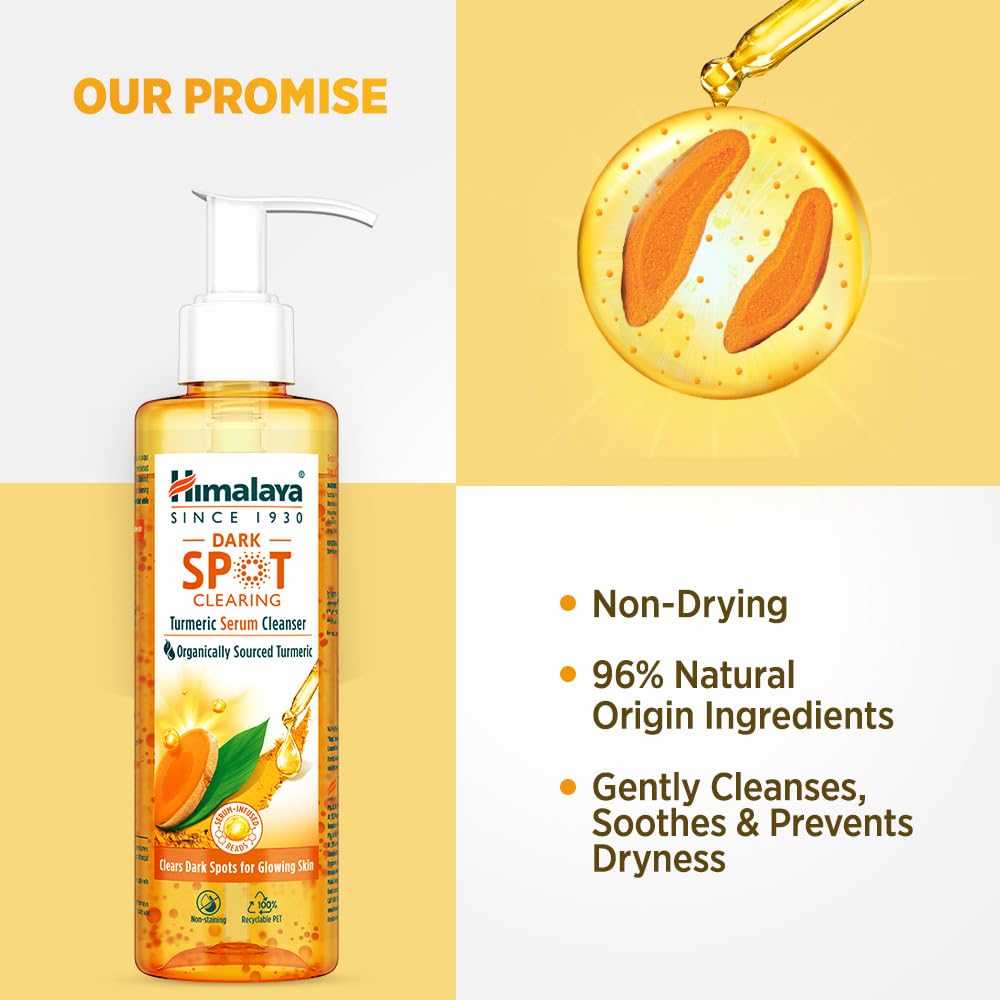 Himalaya Turmeric Serum Cleanser | Niacinamide + Vitamin E + Serum Infused Facewash| Clears dark spots for glowing skin | 180ml