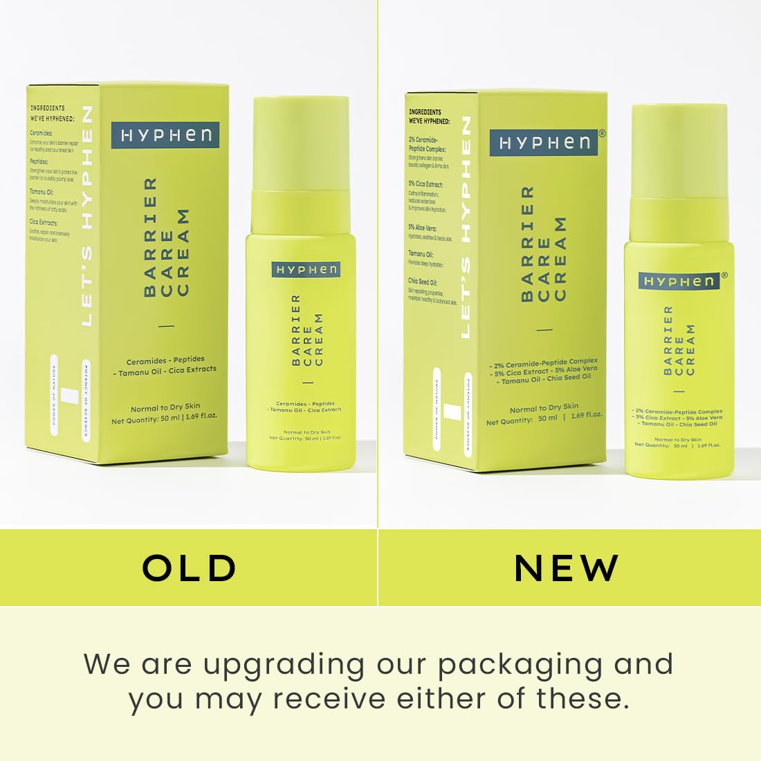 Hyphen 2% Ceramide-Peptide Complex Barrier Repair Face Moisturizer- Normal to Dry Skin | Lightweight Gel Cream, Oil-Free Hydration for dry skin | Non-Comedogenic Non Sticky Cream for Women, Men -50ml