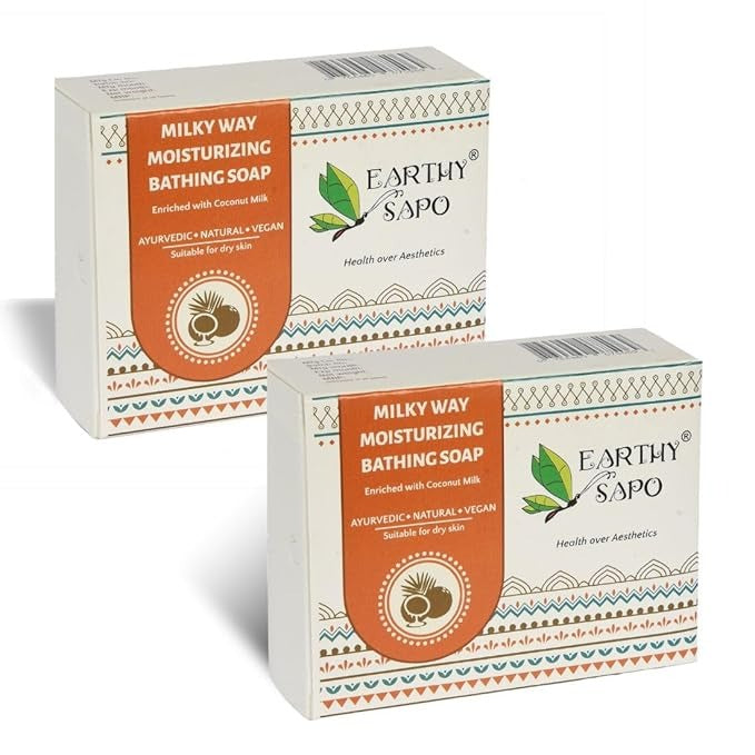 Earthy Sapo Handmade Milky Way Moisturizing Bathing Soap - 100 gms (Pack of 2)