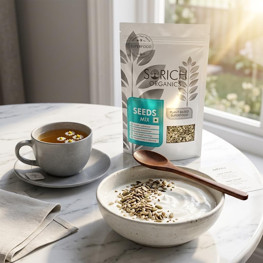 Sorich Organics Mixed Seeds for Eating | Plant-Based Superfood Snack Rich in Omega 3, Antioxidants, Fibre & Vitamin E | Pumpkin, Sunflower & Flax Blend | Healthy Trail Mix
