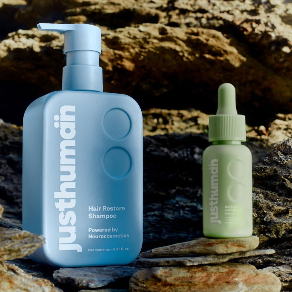 Justhuman Hair Restore Shampoo and Burgeon-up Hair Growth Serum Combo