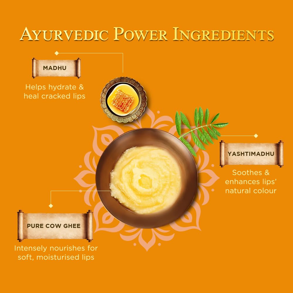 Himalaya Ayurveda Secrets Ghee Lip Butter 10gm | Paraben & Sulphate Free Lip butter, Ayurvedic | With pure cow ghee, Madhu (honey)
