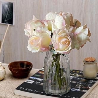 Artificial Multiflora Flower Roses Fake Sticks Bunch Decorative Without Vase Peach Fabric