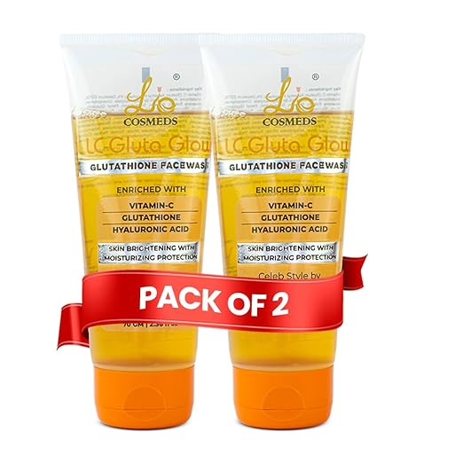Lio Cosmeds Glutathione & Hyaluronic Acid Refreshing Face Wash with Vitamin C - 70 gms Each (Pack of 2)