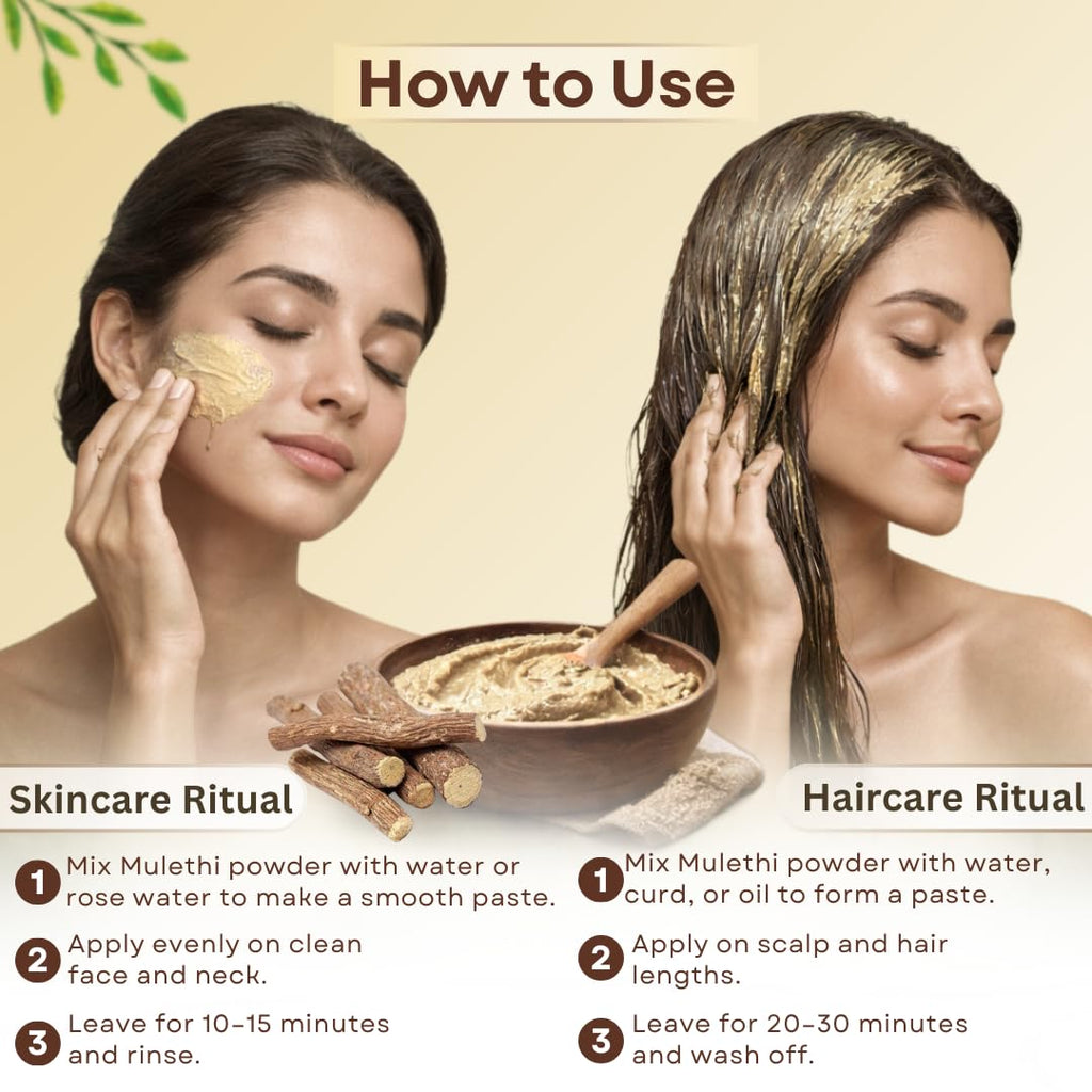 Smartdrops Mulethi Root Powder for Hair and Skin DIY Face Pack Hair Pack Mixing Ingredient for Scalp and Skincare Routine | 100g (Pack-1)