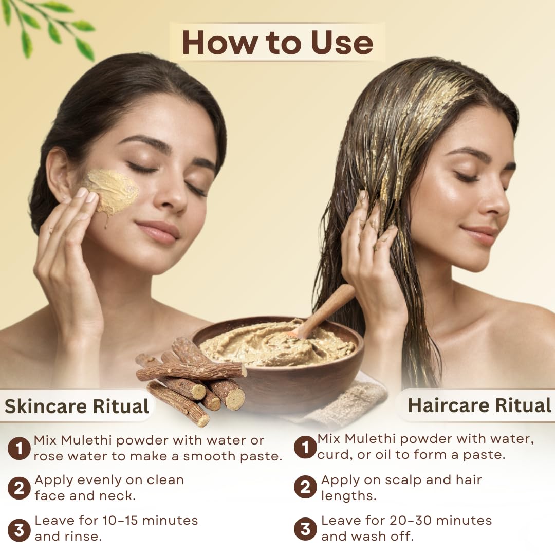 Smartdrops Mulethi Root Powder for Hair and Skin DIY Face Pack Hair Pack Mixing Ingredient for Scalp and Skincare Routine | 100g (Pack-1)