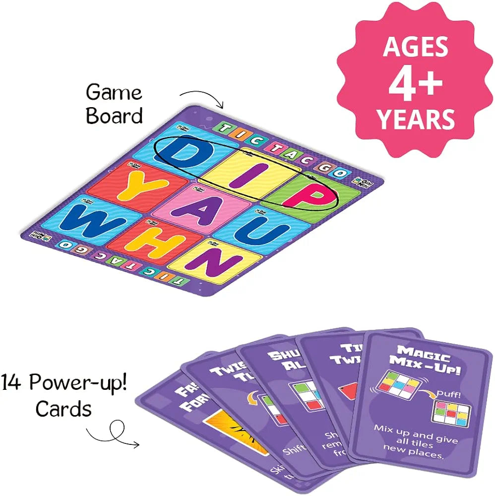 GiniMini Tic-Tac-Go! Sorting & Strategy Game for Kids 4 5 6 | 50+ Tiles Power-Up Cards Mystery Tiles & Challenges Educational Family Activity & Birthday Gift for Boys Girls Fun Learning Toy