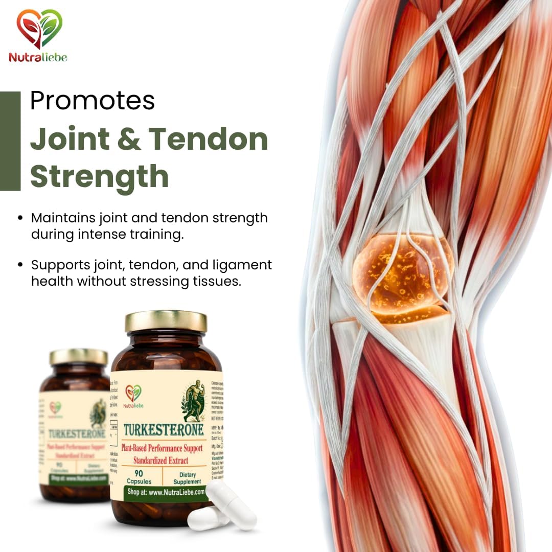 Nutraliebe Turkesterone 500 mg – Ajuga turkestanica Extract Standardized to 10% Turkesterone | Natural Muscle Growth, Strength & Recovery Support | Adaptogenic Plant-Based Anabolic | 90 Vegetarian Capsules | Non-GMO, Gluten-Free