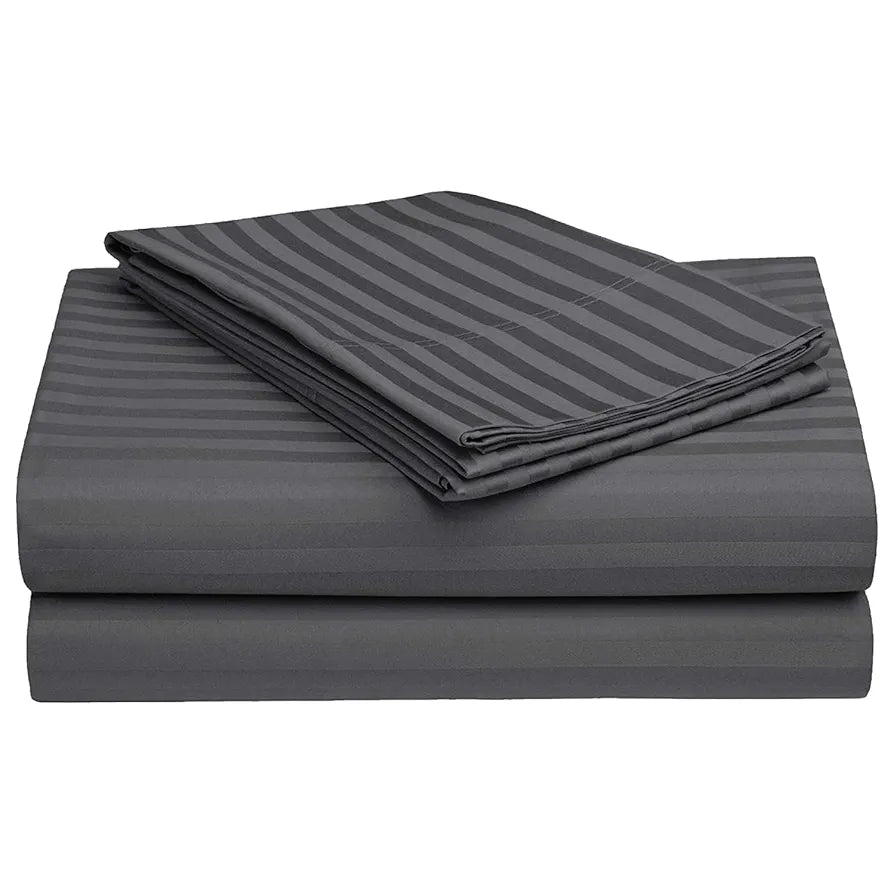 Fresh From Loom Soft Skin Safe Breathable Single Size Flat Bedsheets Hotel & Home Plain Bedsheet Set with 1 Pillow Covers 144 TC Grey