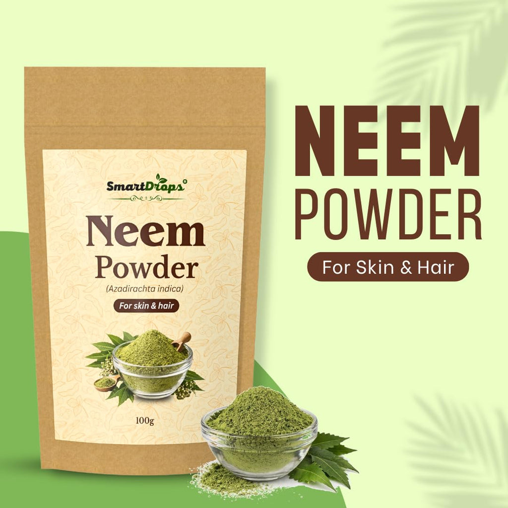 Smartdrops Neem Powder for Hair Scalp Care and Hair Pack Preparation DIY Hair Mask Mixing Powder for Weekly Routine | Neem Powder for Skin Face Pack Preparation Refreshing Skin Care | 100g (Pack-1)