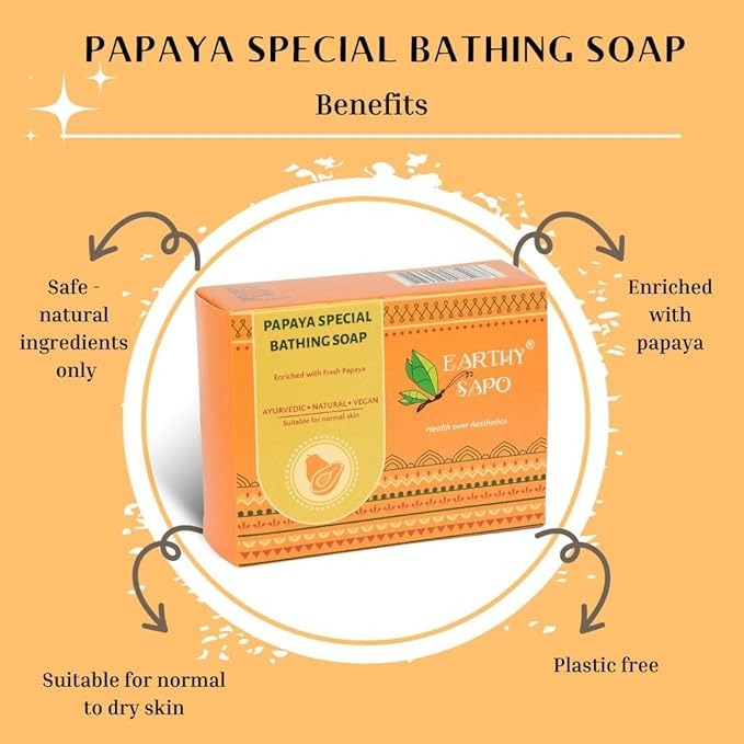 Earthy Sapo Handmade Papaya Special Bathing Soap - 100 gms