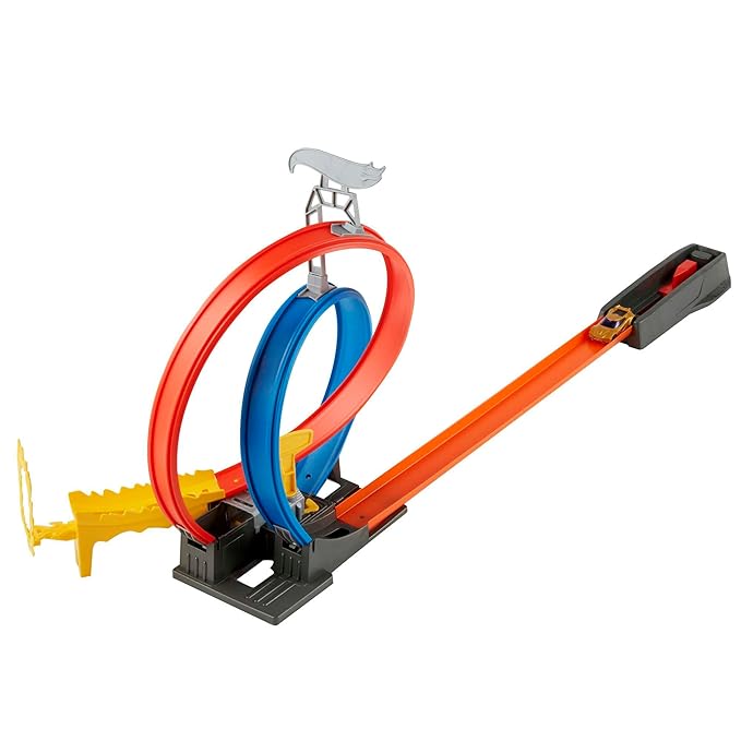 Hot Wheels Energy Track Set with Double Loop Ring of Fire and 1 Vehicle