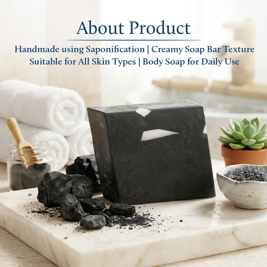 Blue Nectar Potash & Charcoal Soap Bar | Deep Cleansing Bath Soap for Tan Removal & Oil Control for Men & Women | Activated Charcoal with Ayurvedic Herbs for Skin Brightening (150 g)