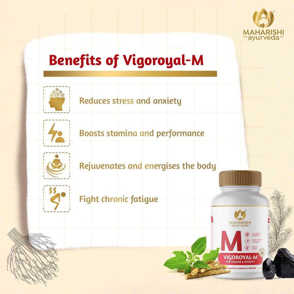 Maharishi Ayurveda Shilajit Tablets | Vigoroyal M- Infused with Original Shilajit | Natural Shilajeet - 60 tablets