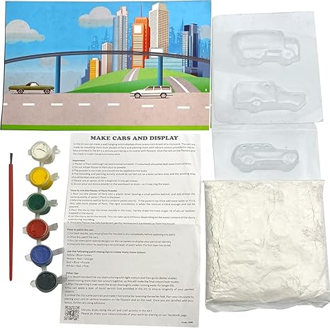 Toykraftt Mould & Paint Make Cars & Display Craft Kit for Kids Learning Activity Games