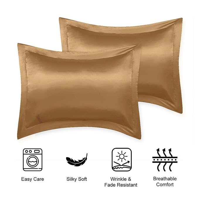 Stoa Paris Pillow Covers Set of 2 Pieces Satin Pillow Covers Colour Gold
