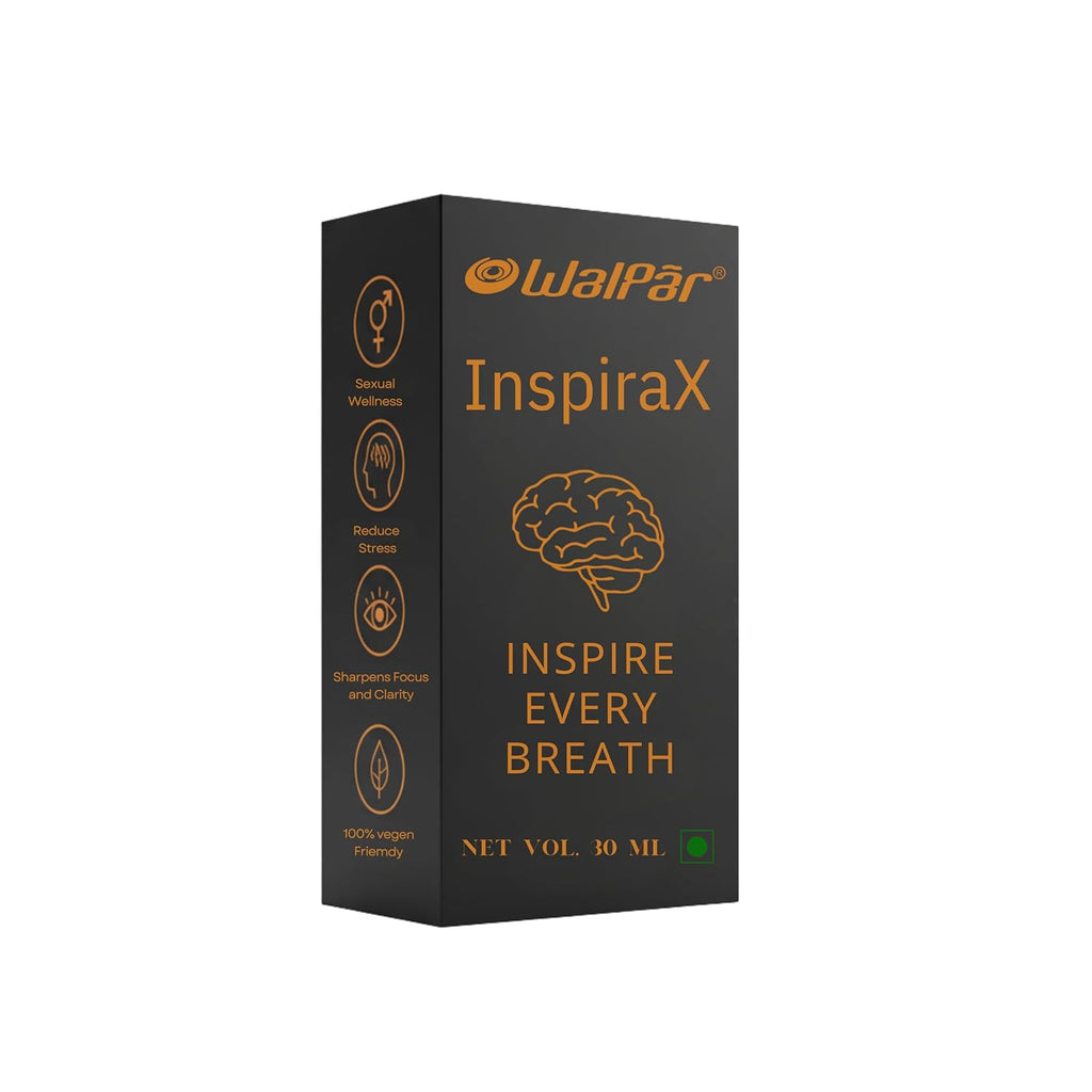 Walpar InspiraX Premium Liquid Drops | Natural Focus Energy Booster Stress Relief | Support Performance enhancer | Peppermint MCT Oil | Vegan WHO-GMP Certified | 60 Servings