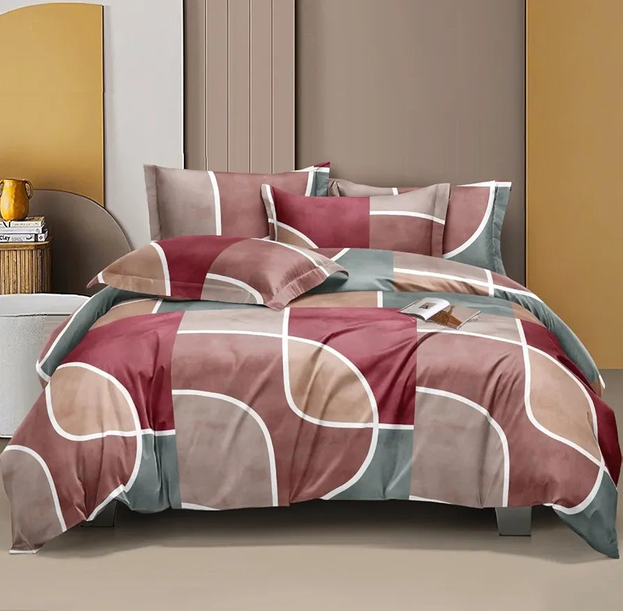 The Home Style Cotton Feel Glace Cotton Elastic Single Bed Bedsheet With 1 Pillow Cover 400 TC Dusty Rose
