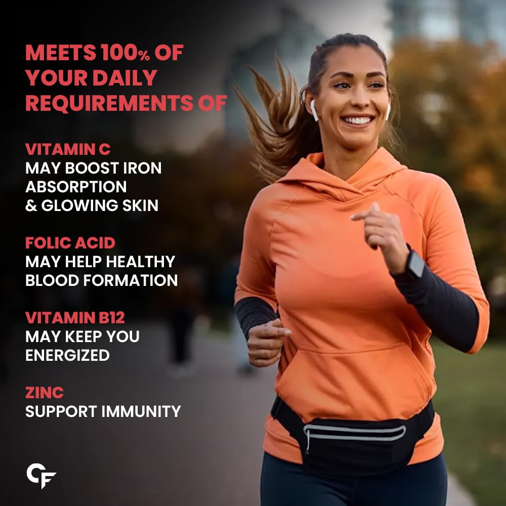 Carbamide Forte Chelated Iron Supplement for Women and Men | Folic Acid Tablets for Pregnancy | Hemoglobin Booster | 100 Veg Tablets for Hair Growth with Iron Bisglycinate