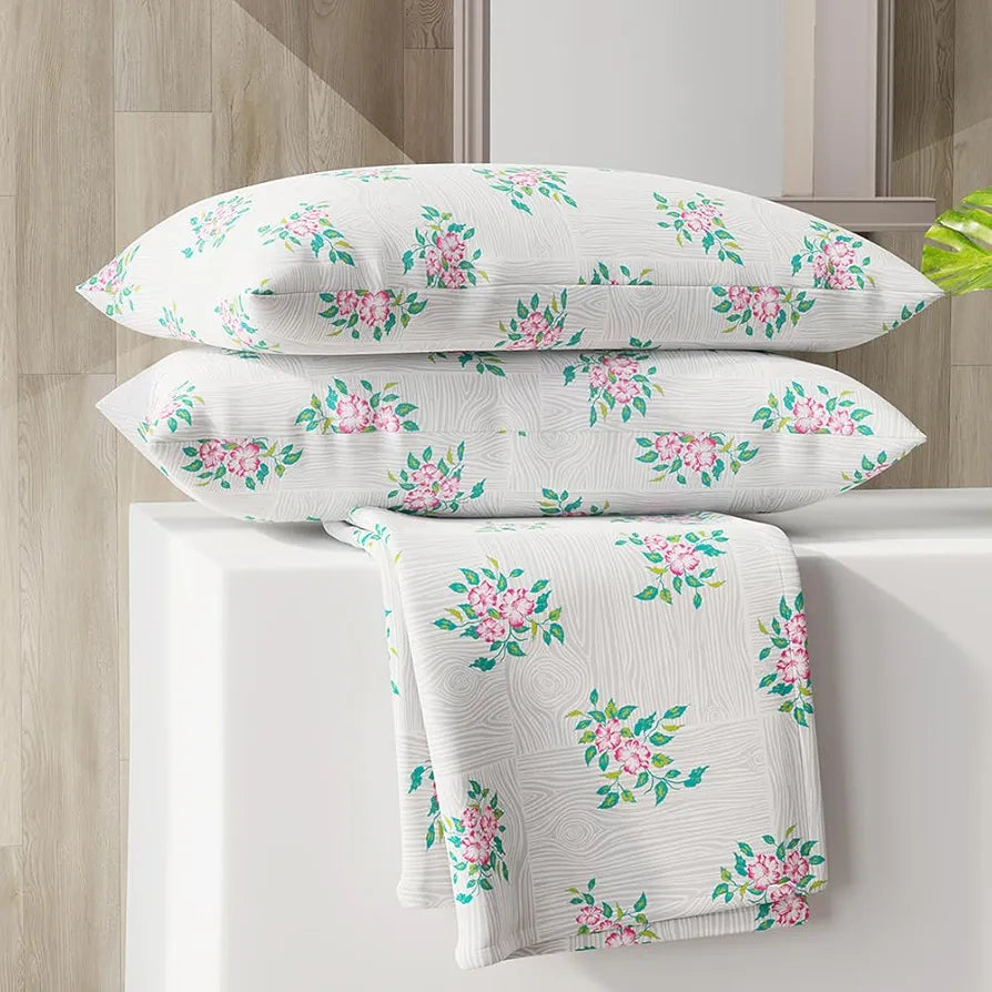 Layers Zen Cotton Blend King Bedsheet Set 1 King Cotton Bedsheet & 2 Pillow Covers Breathable & Anti-Wrinkle 225 CVC Gray