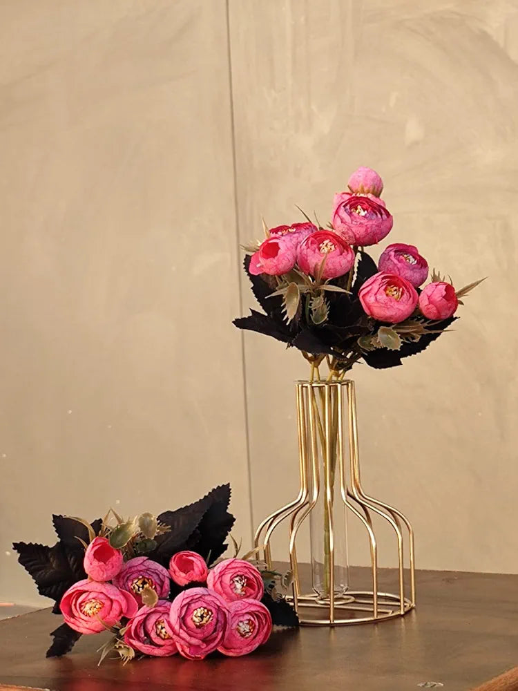 2 Pcs Artificial Rose Flower Sticks Pink