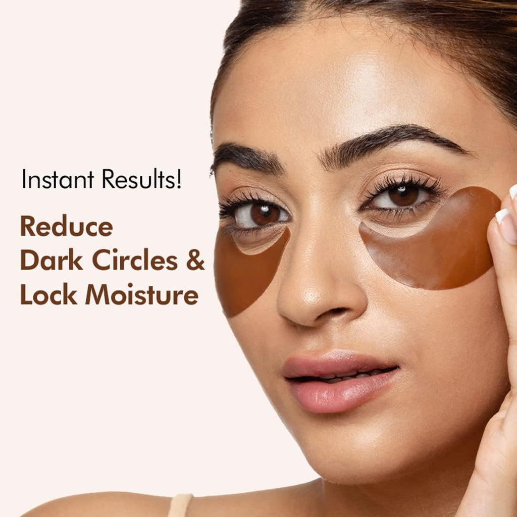 mCaffeine Coffee Hydrogel Under Eye Patches for Dark Circles | Cooling Under Eye Patch Mask with Caffeine & Hyaluronic Acid for Instant Hydration & De-Puffing | 15 Pairs