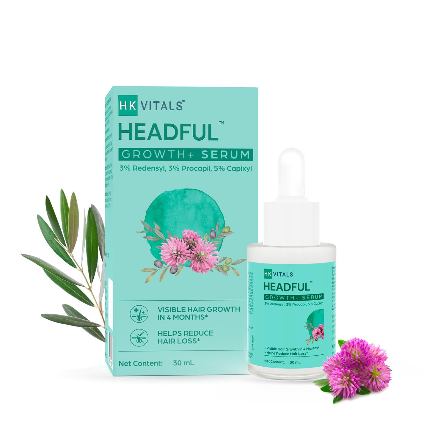 HK Vitals by HealthKart Headful Growth+ Serum with 3% Redensylâ„¢, 3% Procapilâ„¢, & 5% Capixylâ„¢ (30ml) | For Hair Growth & Hair Fall Control | Dermatologically Tested